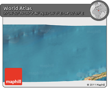 Satellite 3D Map of the Area around 35° 52' 19" N, 34° 4' 30" E
