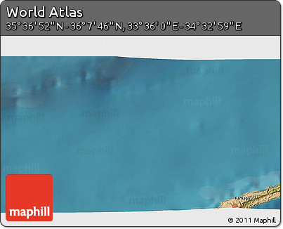 Satellite 3D Map of the Area around 35° 52' 19" N, 34° 4' 30" E
