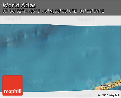Satellite 3D Map of the Area around 35° 52' 19" N, 34° 4' 30" E