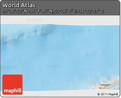 Shaded Relief 3D Map of the Area around 35° 52' 19" N, 34° 4' 30" E