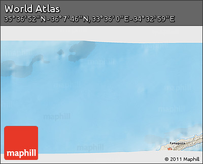 Shaded Relief 3D Map of the Area around 35° 52' 19" N, 34° 4' 30" E
