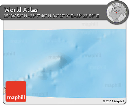 Shaded Relief 3D Map of the Area around 35° 52' 19" N, 34° 55' 29" E