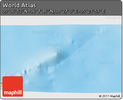 Shaded Relief 3D Map of the Area around 35° 52' 19" N, 34° 55' 29" E