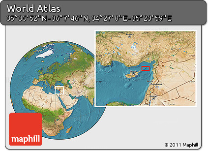 Satellite Location Map of the Area around 35° 52' 19" N, 34° 55' 29" E
