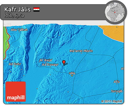 Political 3D Map of Kafr Jālis