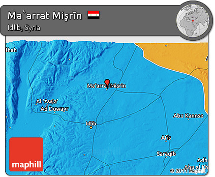 Political 3D Map of Ma`arrat Mişrīn