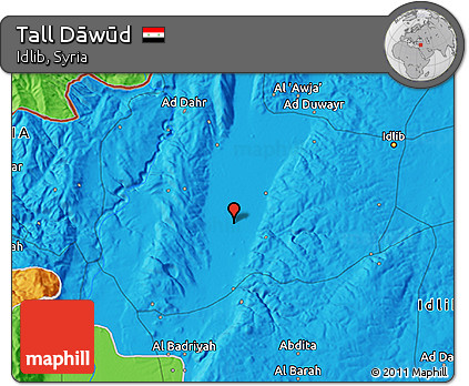 Political 3D Map of Tall Dāwūd