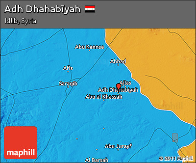 Political 3D Map of Adh Dhahabīyah