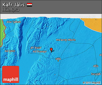 Political 3D Map of Kafr Jālis
