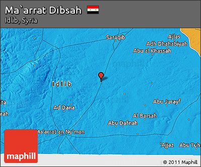 Political 3D Map of Ma`arrat Dibsah