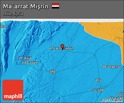 Political 3D Map of Ma`arrat Mişrīn