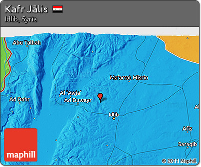Political 3D Map of Kafr Jālis