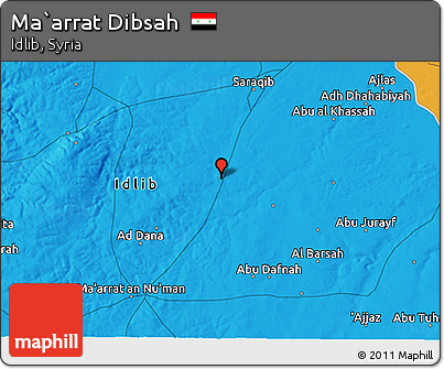 Political 3D Map of Ma`arrat Dibsah