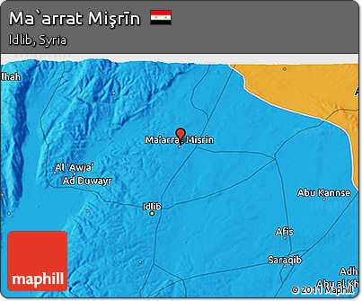 Political 3D Map of Ma`arrat Mişrīn