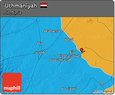 Political 3D Map of `Uthmānīyah