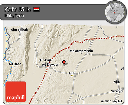 Shaded Relief 3D Map of Kafr Jālis