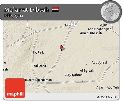 Shaded Relief 3D Map of Ma`arrat Dibsah