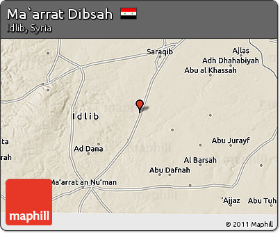 Shaded Relief 3D Map of Ma`arrat Dibsah