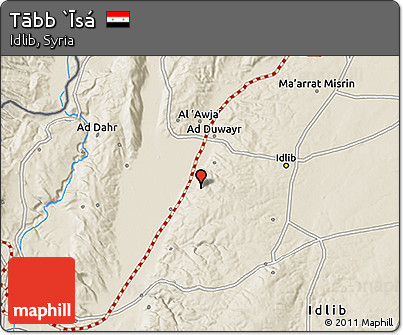 Shaded Relief 3D Map of Tābb `Īsá