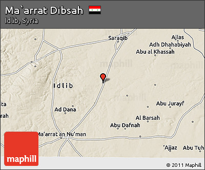 Shaded Relief 3D Map of Ma`arrat Dibsah