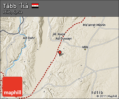 Shaded Relief 3D Map of Tābb `Īsá