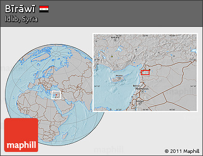 Gray Location Map of Bīrāwī, hill shading
