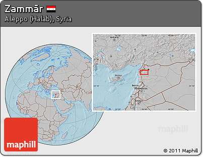 Gray Location Map of Zammār, hill shading