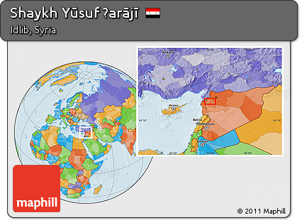 Political Location Map of Shaykh Yūsuf Ḩarājī
