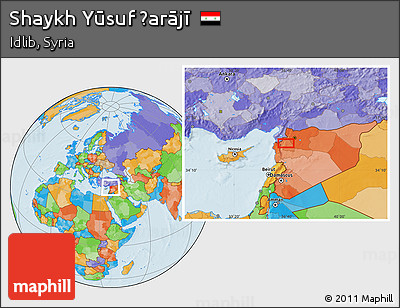 Political Location Map of Shaykh Yūsuf Ḩarājī