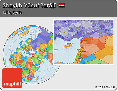 Political Location Map of Shaykh Yūsuf Ḩarājī