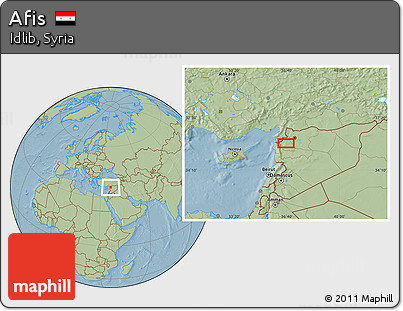 Savanna Style Location Map of Afis, hill shading