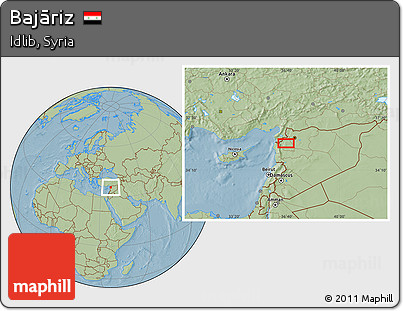 Savanna Style Location Map of Bajāriz, hill shading