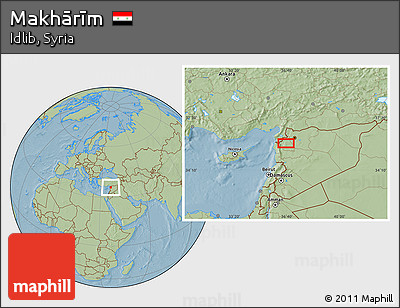Savanna Style Location Map of Makhārīm, hill shading