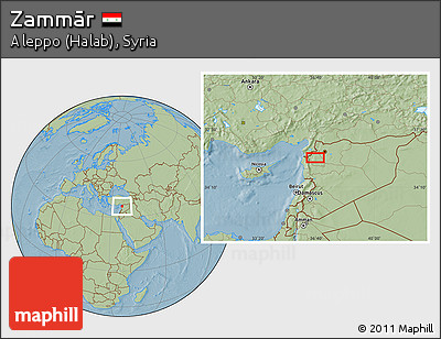 Savanna Style Location Map of Zammār, hill shading