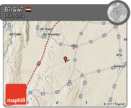 Shaded Relief Map of Bīrāwī