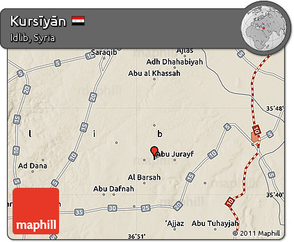 Shaded Relief Map of Kursīyān