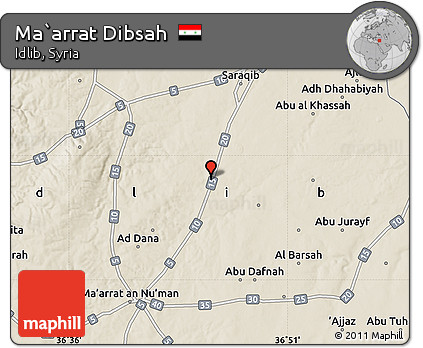 Shaded Relief Map of Ma`arrat Dibsah