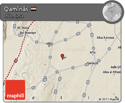 Shaded Relief Map of Qamīnās