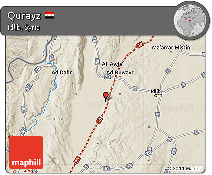 Shaded Relief Map of Qurayz