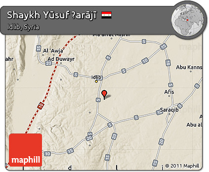 Shaded Relief Map of Shaykh Yūsuf Ḩarājī