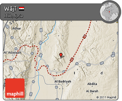 Shaded Relief Map of Wājī