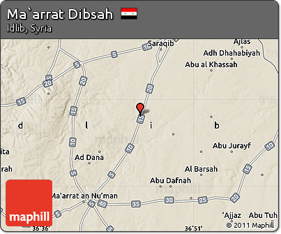 Shaded Relief Map of Ma`arrat Dibsah