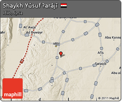 Shaded Relief Map of Shaykh Yūsuf Ḩarājī