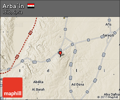 Shaded Relief Map of Arba`īn