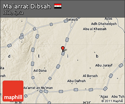 Shaded Relief Map of Ma`arrat Dibsah