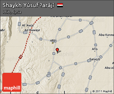 Shaded Relief Map of Shaykh Yūsuf Ḩarājī
