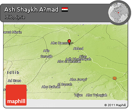 Physical Panoramic Map of Ash Shaykh Aḩmad