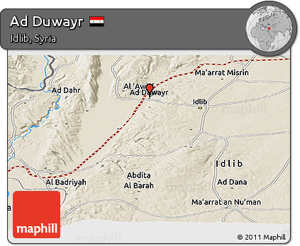 Shaded Relief Panoramic Map of Ad Duwayr