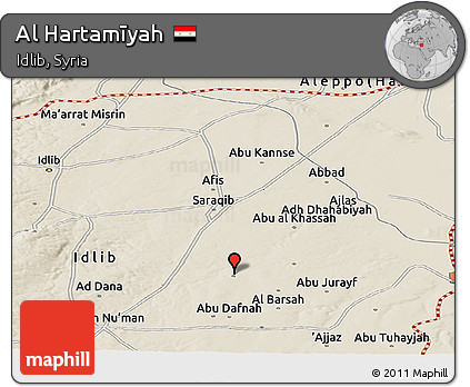 Shaded Relief Panoramic Map of Al Hartamīyah