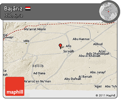 Shaded Relief Panoramic Map of Bajāriz